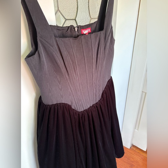 Staud Landscape Black Velvet Dress Size 8 - Picture 9 of 10